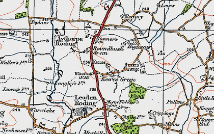 Old map of Aythorpe Roding in 1919