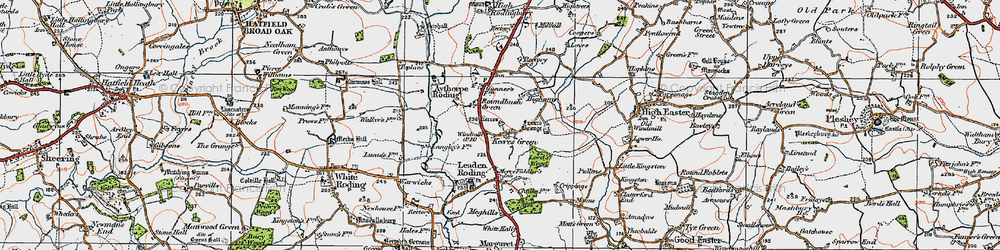 Old map of Aythorpe Roding in 1919