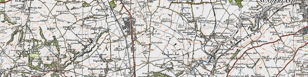 Old map of Ayton in 1925