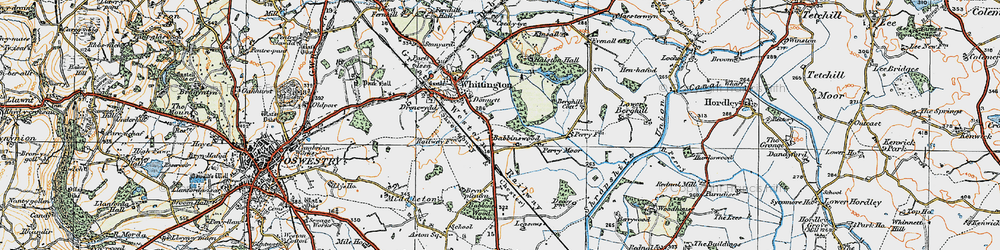 Old map of Babbinswood in 1921