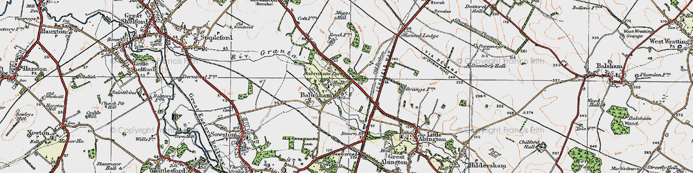 Old map of Babraham in 1920