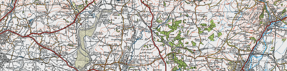 Old map of Bach-y-gwreiddyn in 1923