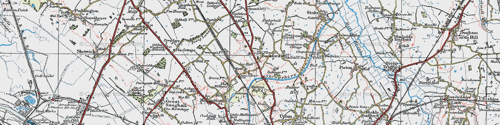 Old map of Backford in 1924