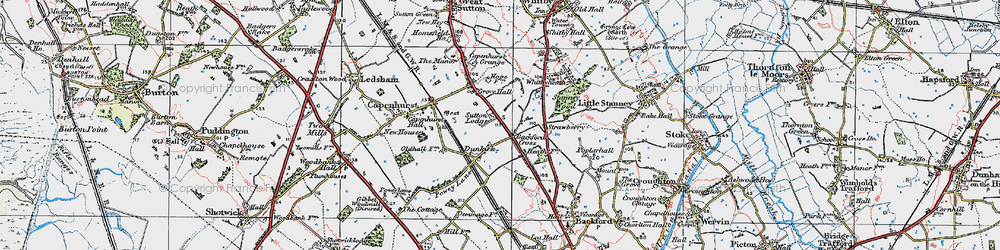 Old map of Backford Cross in 1924