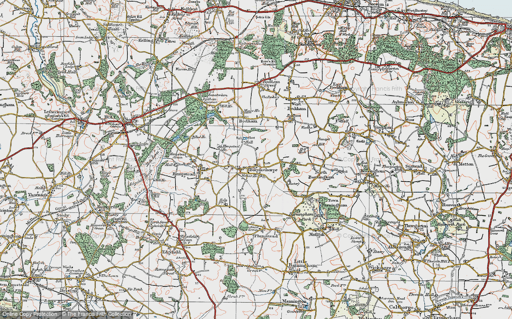 Old Map of Baconsthorpe, 1922 in 1922