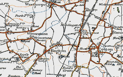 Old map of Bacton in 1920
