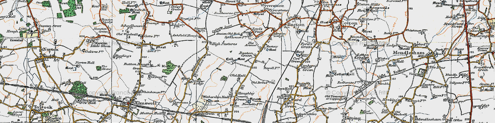 Old map of Bacton Green in 1921