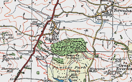Old map of Badby in 1919