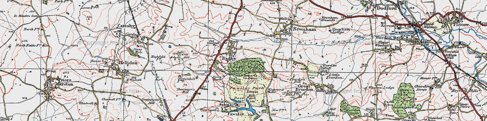Old map of Badby Wood in 1919