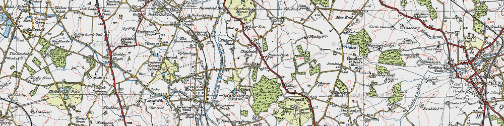 Old map of Baddesley Clinton in 1919