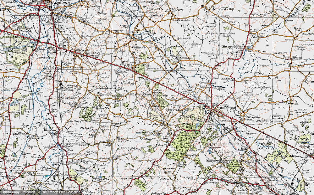 Old Map of Baddesley Ensor, 1921 in 1921