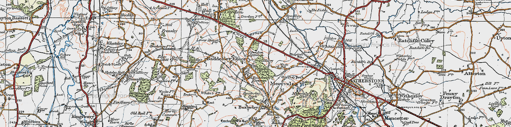 Old map of Baddesley Ensor in 1921