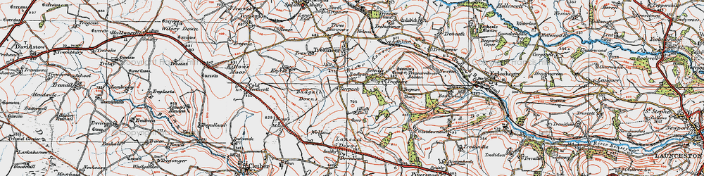 Old map of Badgall Downs in 1919