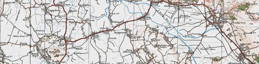 Old map of Badgworth in 1919