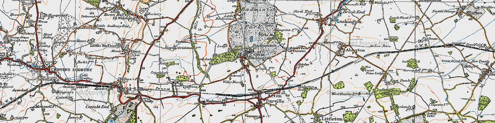 Old map of Badminton in 1919