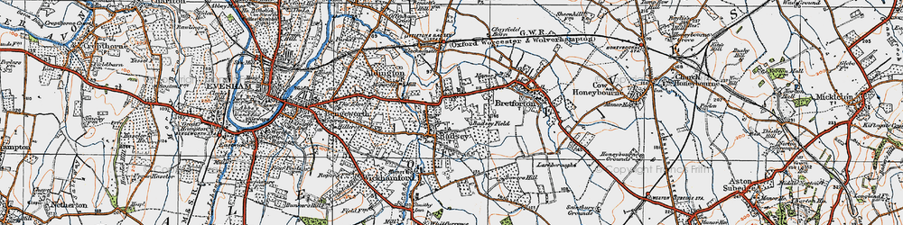 Old map of Badsey in 1919