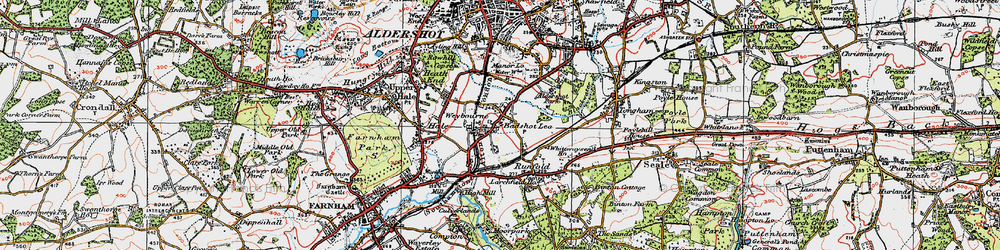 Old map of Badshot Lea in 1919