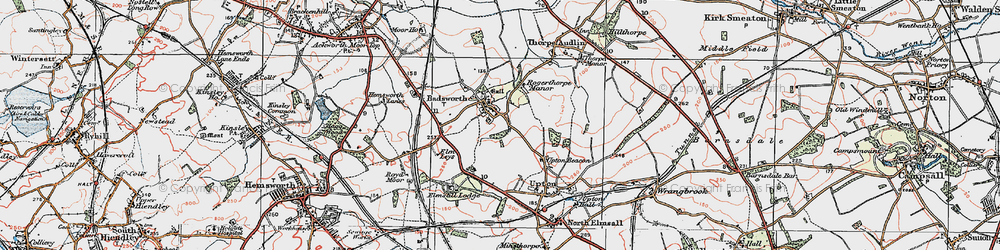 Old map of Badsworth in 1925
