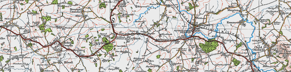 Old map of Bagber in 1919