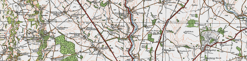 Old map of Bagendon in 1919