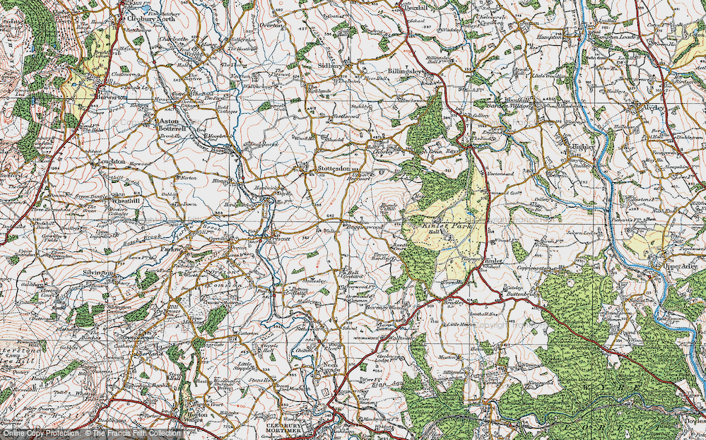 Old Map of Historic Map covering Baveney Wood in 1921