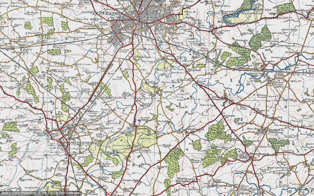 Old Map of Historic Map covering Coventry Airport in 1920