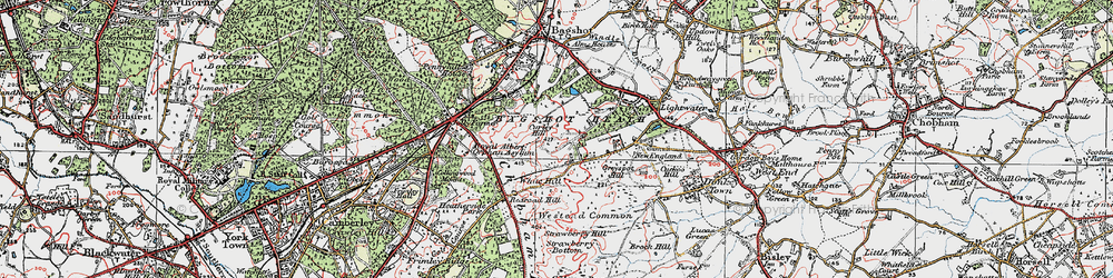 Old map of Bagshot Heath in 1920