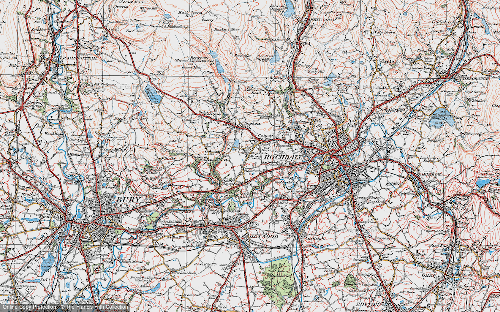 Old Map of Bagslate Moor, 1924 in 1924