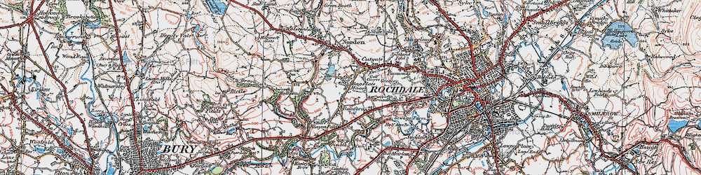 Old map of Bagslate Moor in 1924
