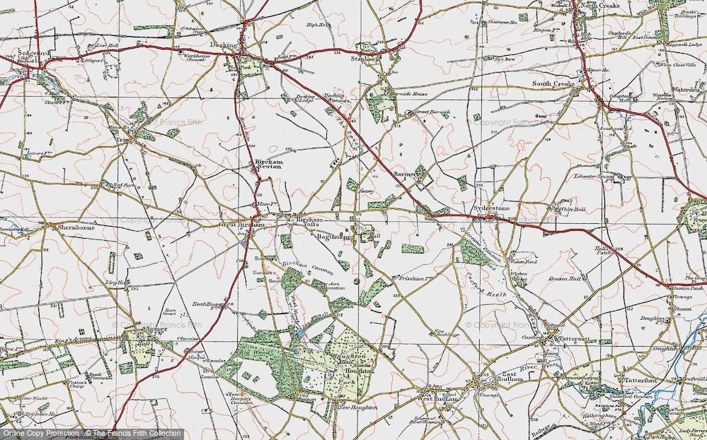 Old Map of Historic Map covering Bircham Newton Training Centre in 1921