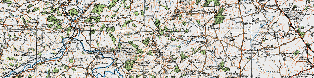 Old map of Bagwyllydiart in 1919