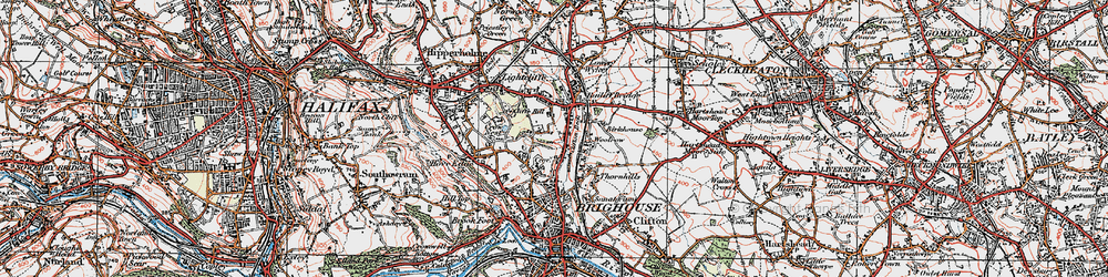 Old map of Bailiff Bridge in 1925
