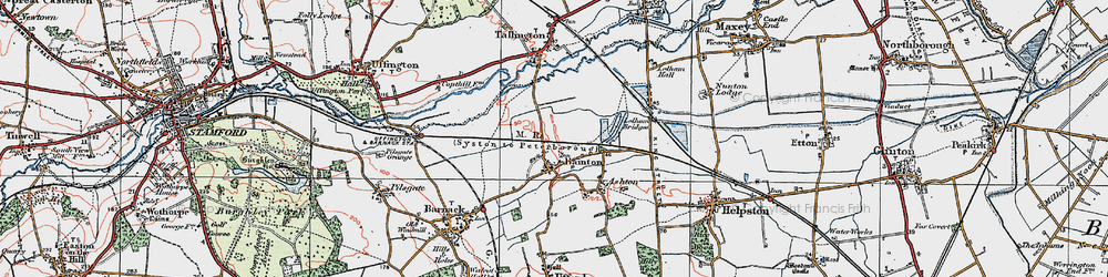 Old map of Bainton in 1922