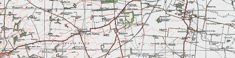 Old map of Bainton in 1924