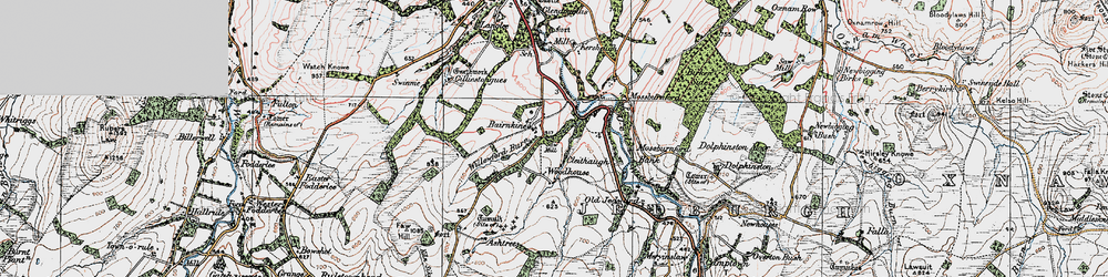 Old map of Willowford Burn in 1926