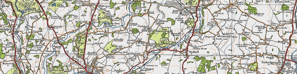 Old map of Bakers End in 1919