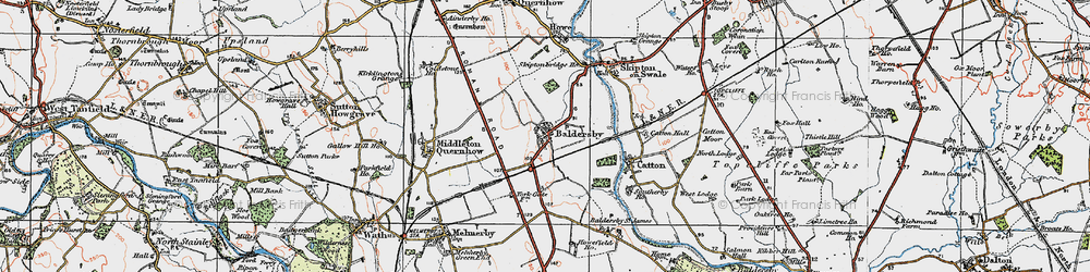 Old map of Baldersby in 1925