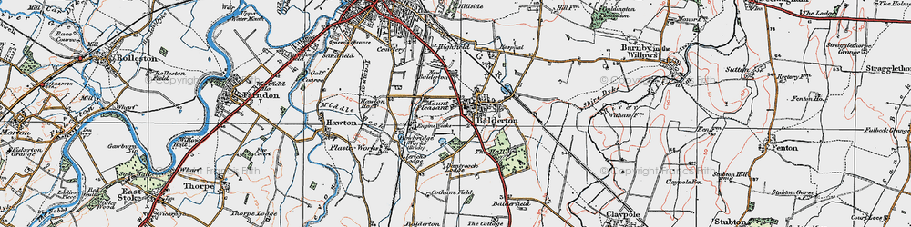 Old map of Balderton in 1921