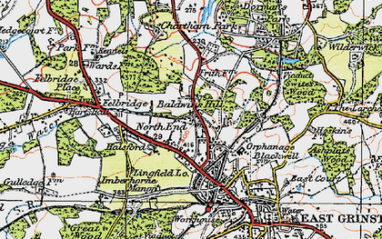 Old map of Baldwins Hill in 1920