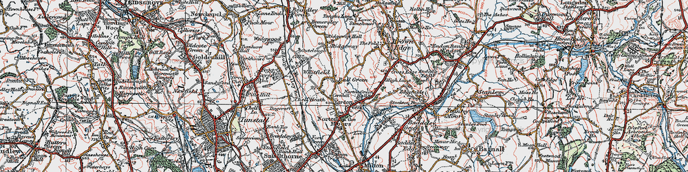 Old map of Ball Green in 1921