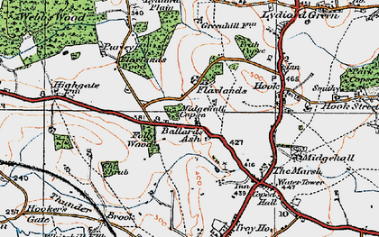 Old map of Ballard's Ash in 1919