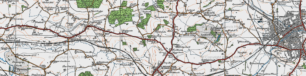Old map of Ballard's Ash in 1919