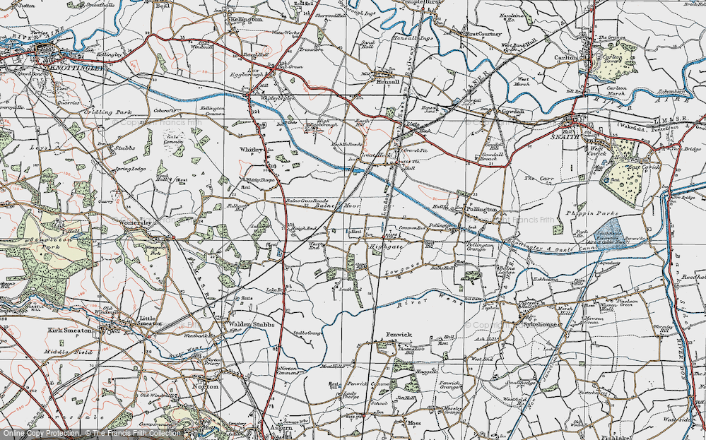Old Map of Historic Map covering Balne Moor in 1924