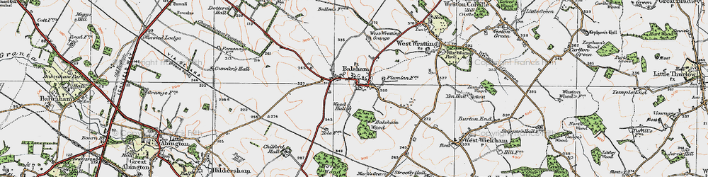 Old map of Balsham Wood in 1920