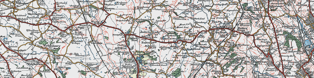 Old map of Balterley in 1921