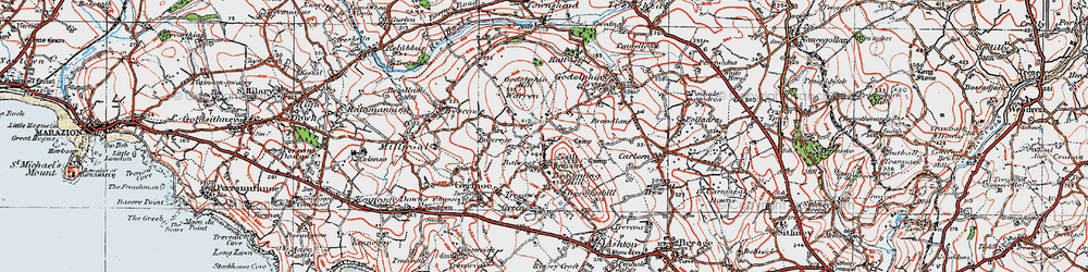Old map of Balwest in 1919