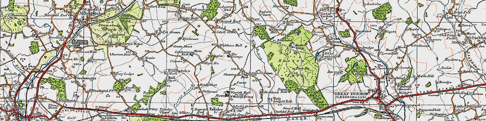 Old map of Bamber's Green in 1919