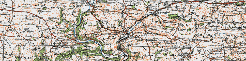 Old map of Bampton in 1919