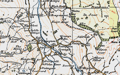 Old map of Bampton Grange in 1925