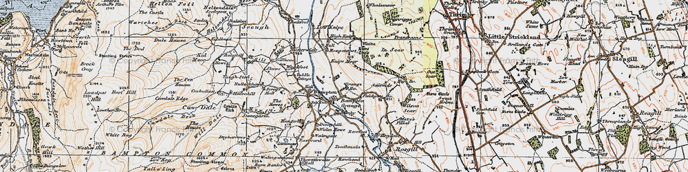 Old map of Bampton Grange in 1925